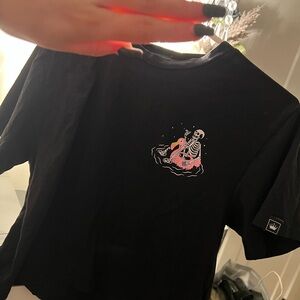 Black Graphic Skull Summer Women’s XS/S Crop Top Tee Shirt Grunge